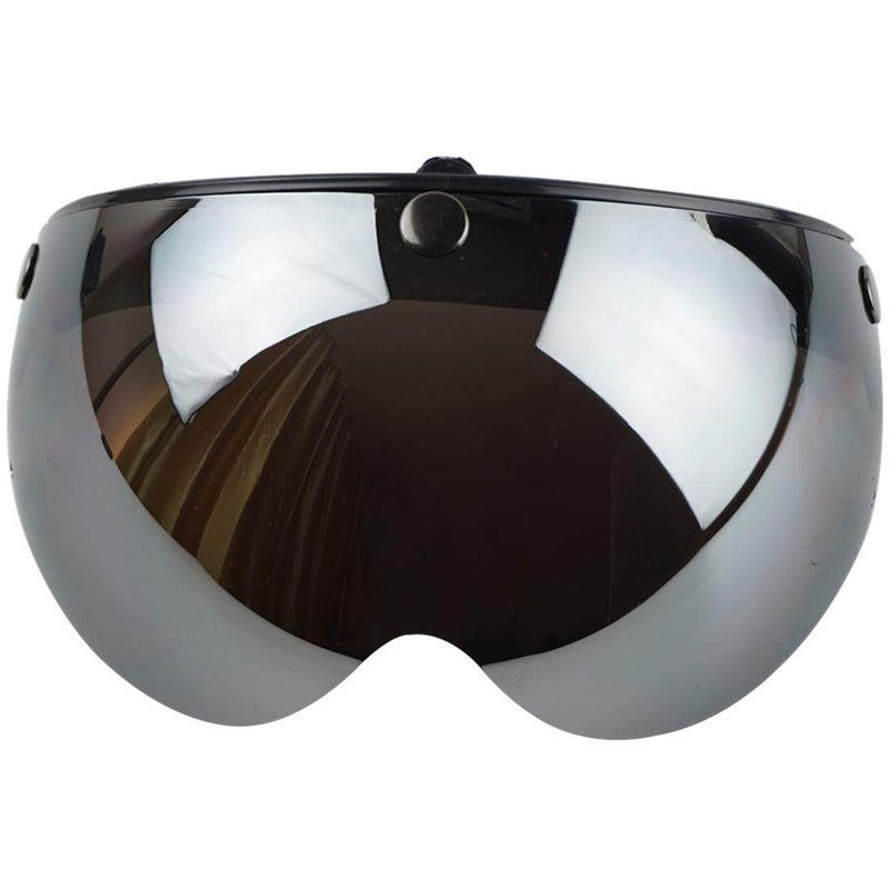 VCOROS Universal Motorcycle Retro Pilot-Style Standard 3 Snap-Button Visor Flip Up Down Open Face Helmet Half Face Shield(Chrome Silver) - Image 2